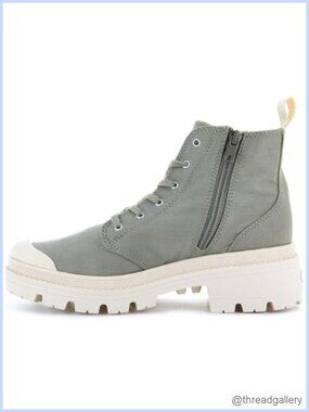 Canvas Combat Ankle Boots High Top Chunky Lug Sole